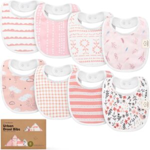 8-Pack Organic Baby Bibs for Boys, Girls - Soft Cotton Drooling and Teething Bibs for Baby Girl & Boy, Extra Absorbent, Easy To Clean & Put On for Toddler, Newborn, Infant 0-24 Months (Sweet Charm)