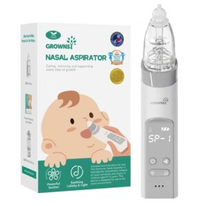 GROWNSY Nasal Aspirator for Baby, Electric Baby Nose Sucker with Larger Suction Chamber and More Powerful Suction, Automatic Nose Cleaner with Music and Light Soothing Function