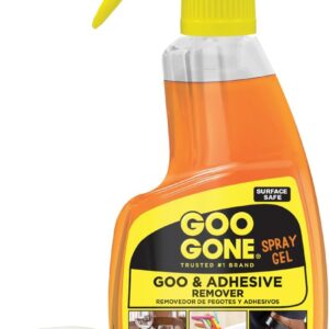 Goo Gone Spray Adhesive Remover Gel, 12 oz, Removes Glue, Stickers, Tape Residue, Grease, Gum & Wax, Adhesive Spray with Citrus Cleaning Power for Hard Surfaces, Carpets & Fabrics